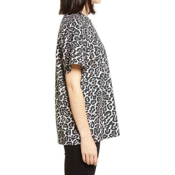 AFRM Helo Oversized Tee T-Shirt Top Womens S Leopard Print Brown Crew Neck NWT - Picture 3 of 8